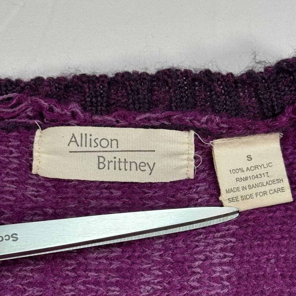 Allison Brittany Knit Surplice Sweater Womens Size S Purple Short Sleeve - Picture 3 of 8